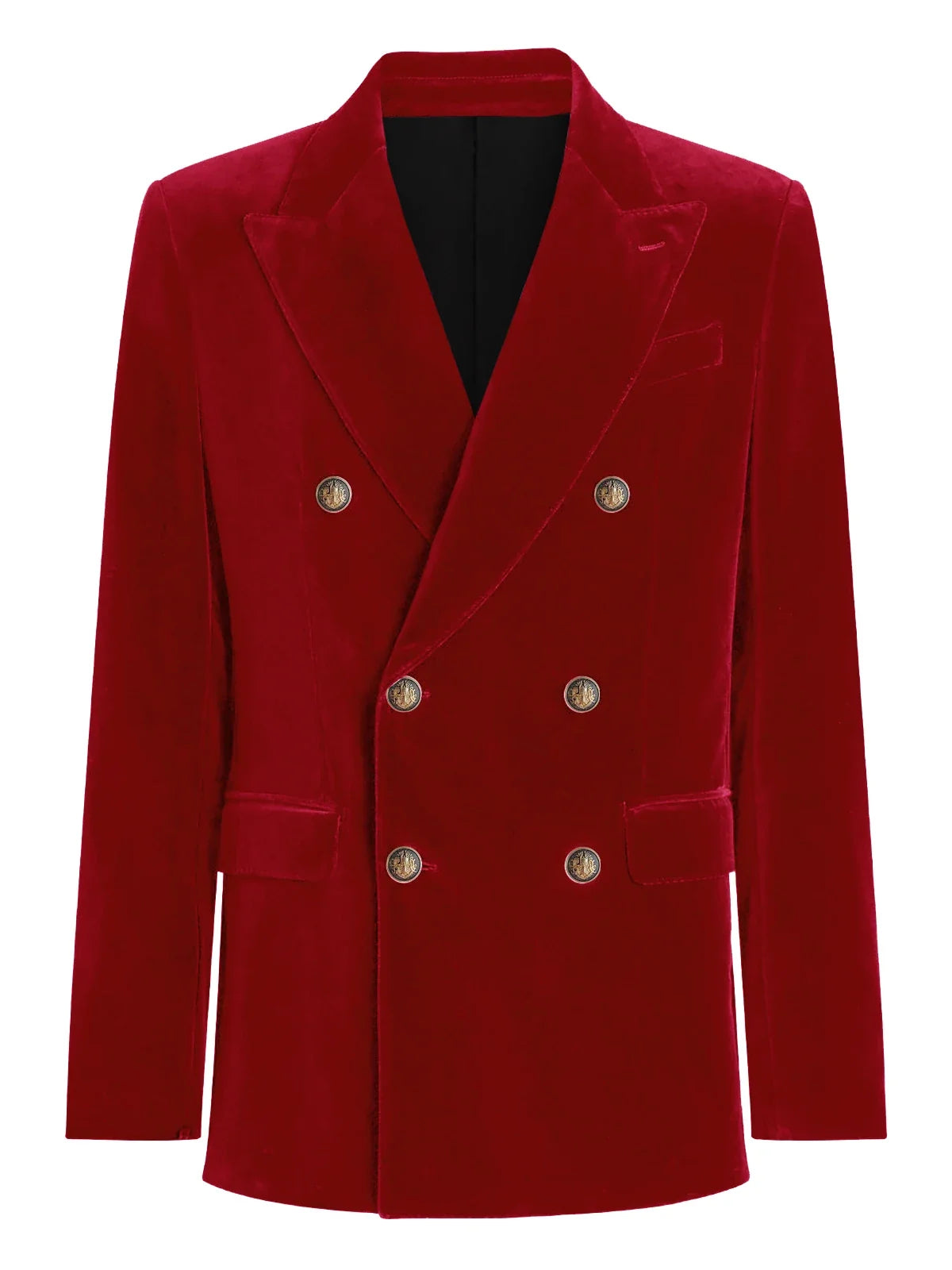 Burgundy Velvet Blazer for Men with Double Breasted Dinner Jacket Elegant Casual Slim Fit Suit Coat 2026 New