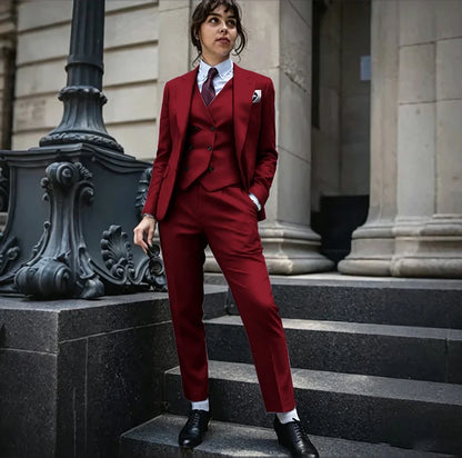 Powerful Black Women 3 Piece Suit Classic Single Breasted Jacket Vest Pants Set Elegant Office Business Formal Lady Outerwears