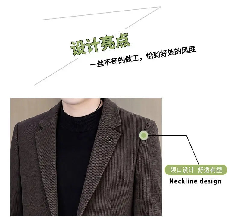 Men's Fashionable Versatile Suit 2026 Autumn Winter New Design Quality Outerwear for Business Casual Wear Trendy All-Match Jacke
