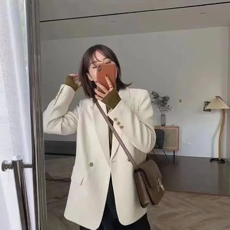 Clothes Jacket Brown Over Coats for Women Black Blazer Woman Dress Outerwears Loose Long Solid on Promotion Sale 2025 Autumn New