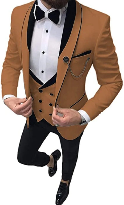 Costume Homme 3 Pieces Slim Fit Wedding Men Suit Tuxedos Groom Wear Prom Blazer Terno Masculino Jacket+Pant+Vest