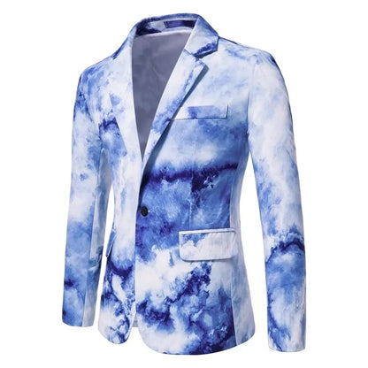 Mens Blazer Masculino Vinatge Gradient Tie Dye Printed Suit Jacket Coats Luxury Men Designer Clothes Party Dress Floral Blazers