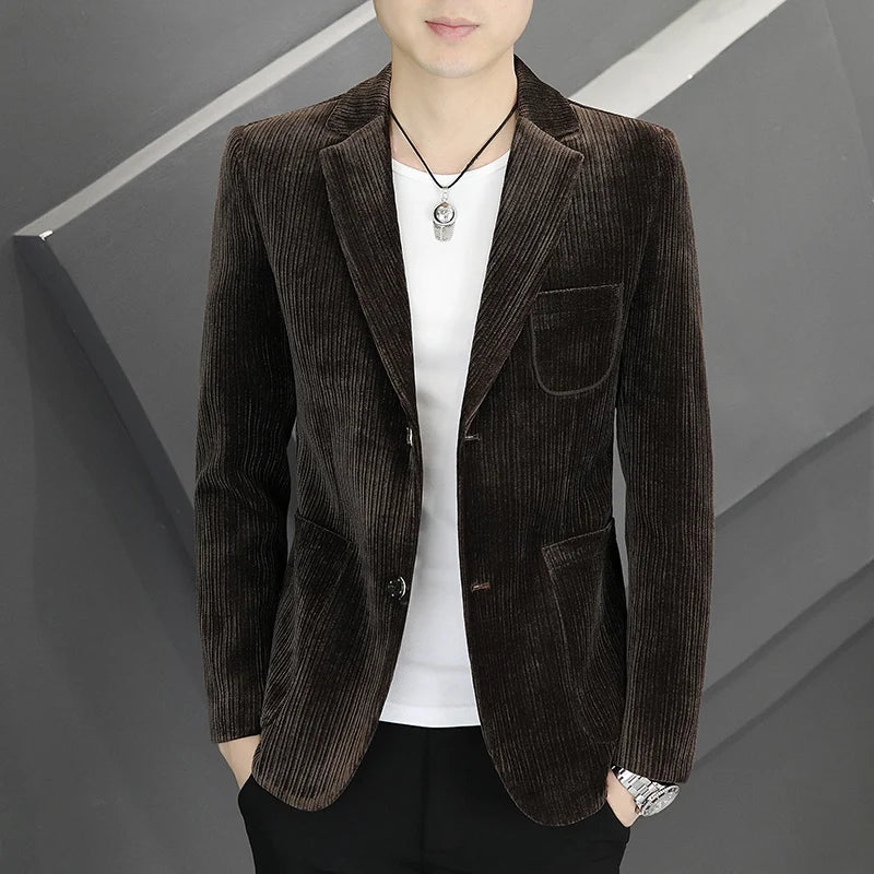 2026 Spring Autumn Corduroy Suit Jackets for Men Business Casual Blazers KoreanSlim Fit Social Office Wedding Suits Coats 4XL