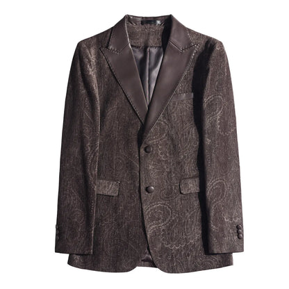 High-quality men's fashionable suit jackets, autumn and winter casual patchwork suits, new high-end patchwork suits