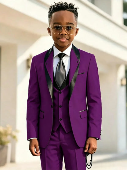 Handsome Boys Slim Fit Suits 3 Pieces Christmas Party Wear High Quality Kids Formal Suit Set Wedding Ring Bearer Outfit 2-20T