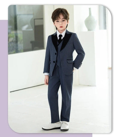 Boys Fashion Blazer Jacket Waistcoat Pants Wedding Suits Kids Morning Coat Formal Dress Children Tuxedos Toddler Clothes Sets