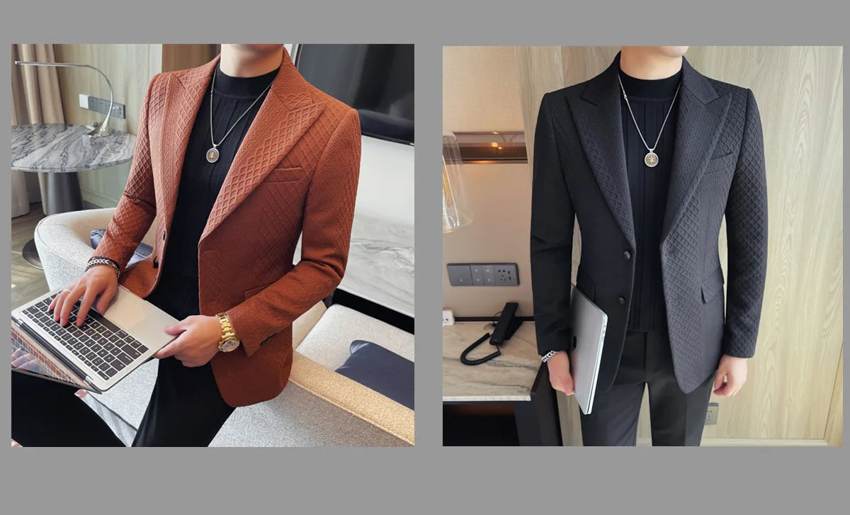 Autumn Winter Single Breasted Wedding Suit Jacket for Men Business Casual Slim Fit Blazers Banquet Party Social Suit Jackets