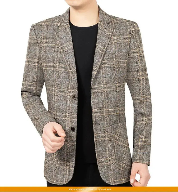 2026 Blazer Men's Fashionable Business Banquet Dance Singer Plaid Fitted Casual Trendy Wedding Banquet Dress Performance Blazer