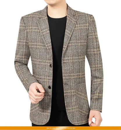 2026 Blazer Men's Fashionable Business Banquet Dance Singer Plaid Fitted Casual Trendy Wedding Banquet Dress Performance Blazer