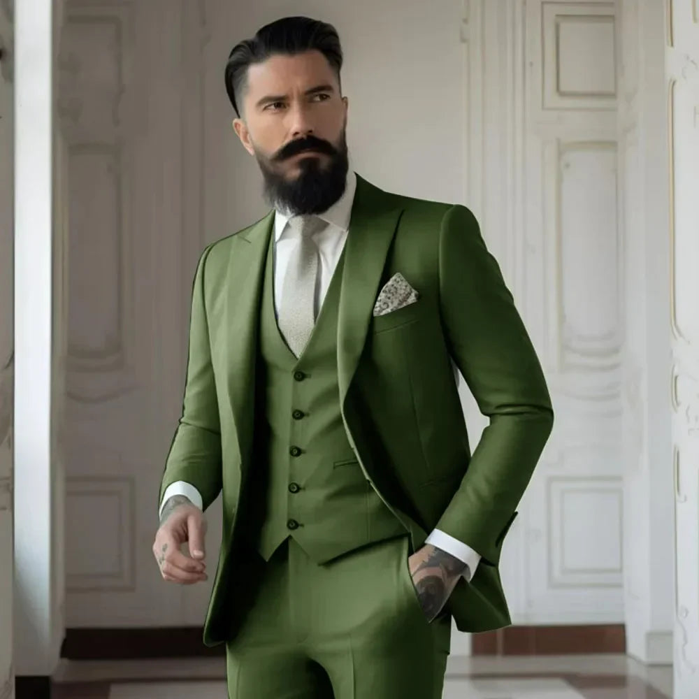 Men's Full 3 piece Single-breasted Elegant Fashion Slim Design Comfortable Commuter Wedding Dress Custom Man Suit for Men