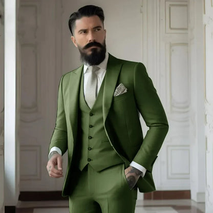 Men's Full 3 piece Single-breasted Elegant Fashion Slim Design Comfortable Commuter Wedding Dress Custom Man Suit for Men
