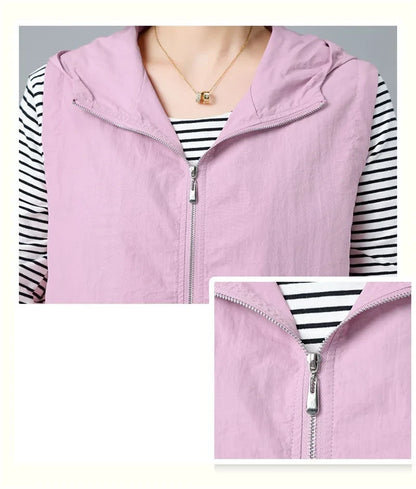 Spring Summer Woman Waistcoat New Casual Liner Sleeveless Jacket Women Zipper Hooded Thin Vest Female Outerwear Chaleco Mujer