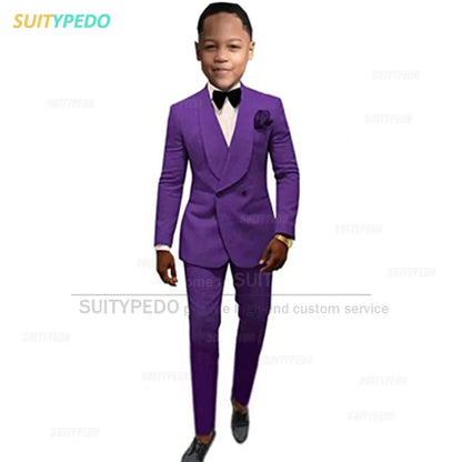 Suit For Kids Boys Baptism Formal Costume Children Birthday Photography Jacket Pants 2 Pieces Wedding Party Flower Boy Tuxedo