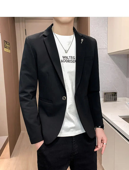 Blazer Outdoor Men's Velvet Fashion Business Korean-style Travel Wedding Solid Color Slimming Casual High Formal Wear Blazer