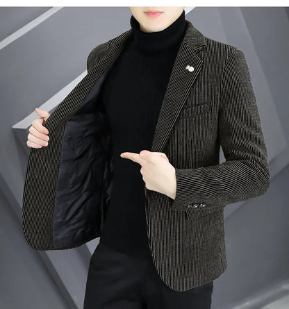 Blazer Autumn and Winter Men Fashionable Outdoor Wedding Slimming Business Casual Korean Version Golden Mink Velvet Girl Blazer