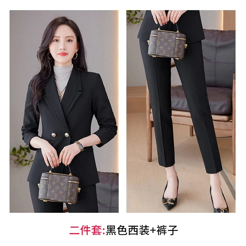 Professional Long-Sleeved Trouser Suits for Women, Fashionable Trousers, High Quality, Show, Elegant, New, Autumn and Winter