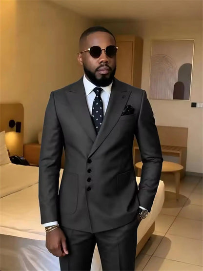 Slim Fit Men's Suits Single Breasted 2 Piece Jacket Pants Sets Wedding Formal Business Dinner Tuxedo High Quality Male Clothing