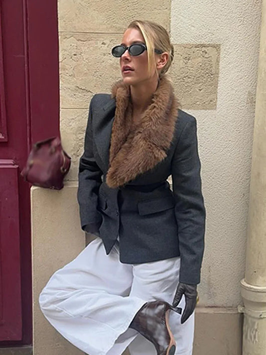 Woman Spring Fashion Casual Coats Solid Turn-Down Collar Long Sleeves Pockets Single Breasted Female Street Style Blazers