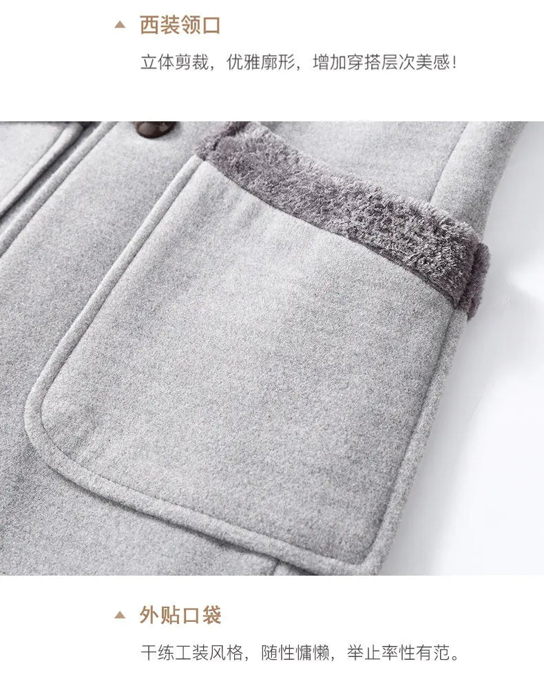 High-quality, fashionable, cool, trendy and versatile men's mid-length woolen collar casual woolen coat