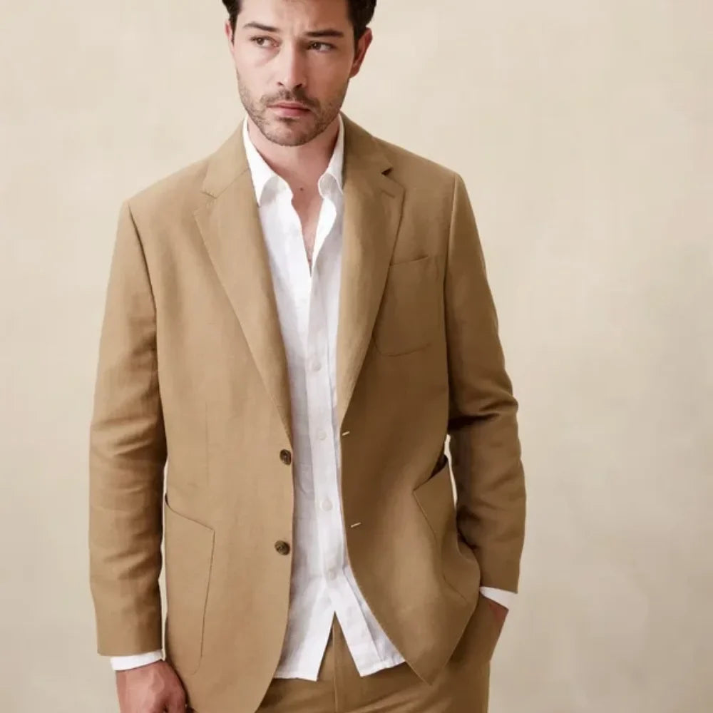 Elegant 2PCS Men Suits  Notch Lapel Single Breasted Male Blazer Set Formal Business Set Party Prom Wedding Tuxedos(Jacket+Pants)
