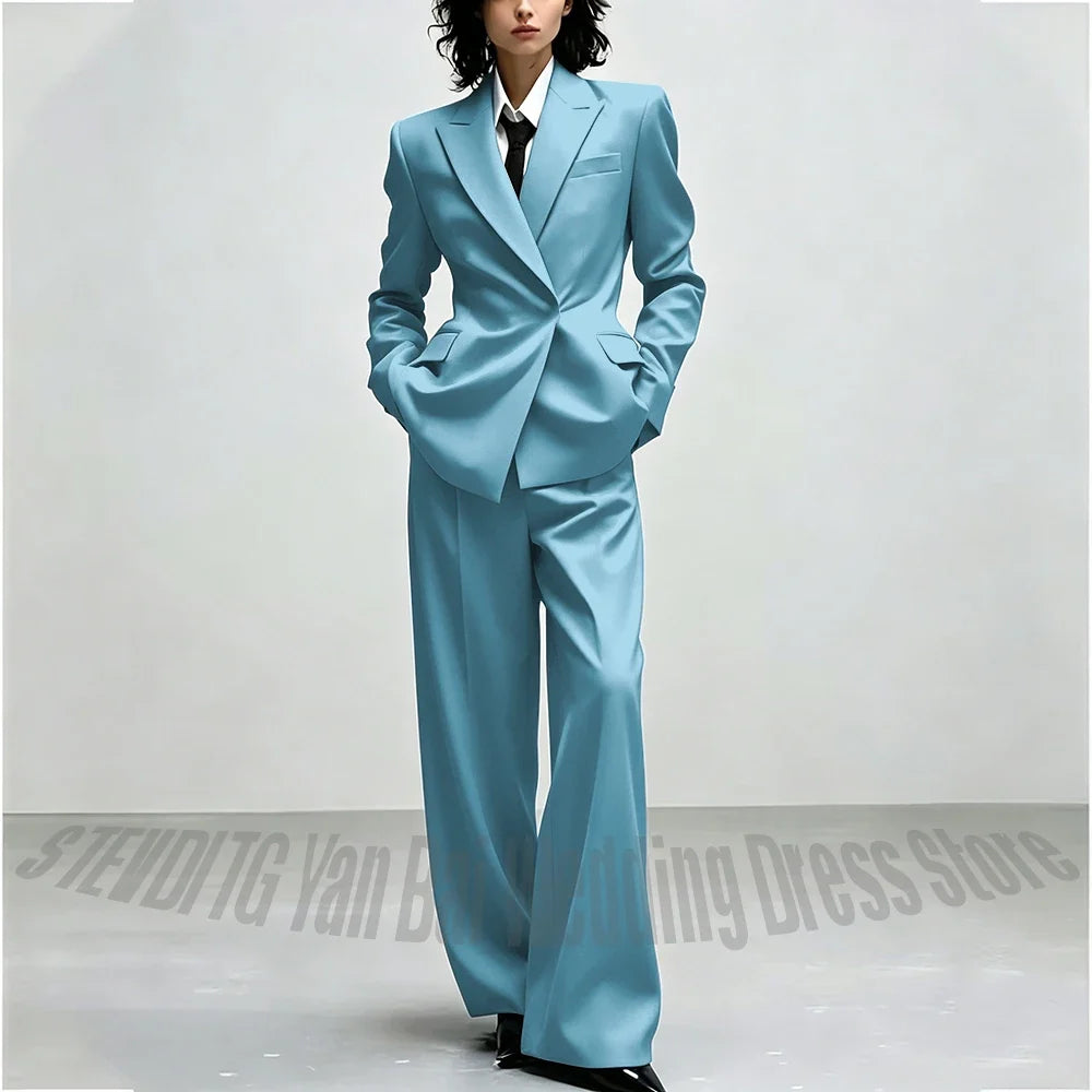 Casual Women Suit Trendy Solid Black Long Sleeve Lapel Straight Fashion Jacket Pants All-Match Shopping Street Style Daily Wear