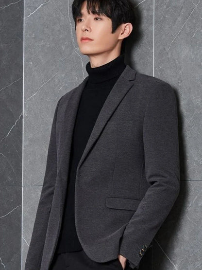 Men's Premium Wool Blend Blazer Coat Autumn Winter Thickened Korean Style Casual Business Smart Casual Elegant Outerwear