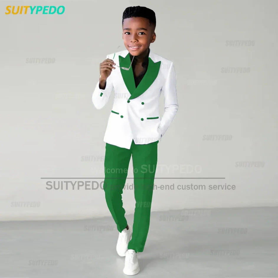 Fashion Children Suit Sets Luxury Wedding Party Flower Boys Slim Fit Costumes Graduation Ceremony Formal Blazer Pants Two Pieces