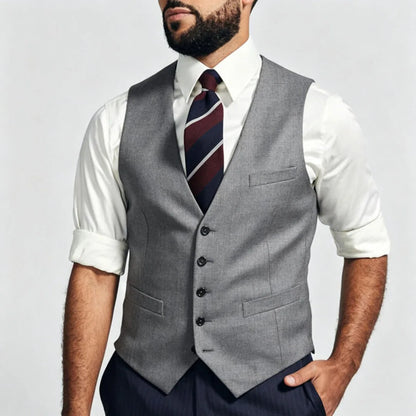 Men's Formal Vest – Single Breasted V-Neck Suit Waistcoat for Weddings & Business