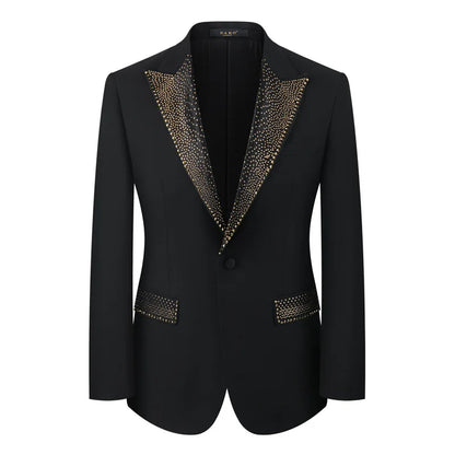Rhinestone Lapel 3 Piece Suit Set (vest+Blazer+Trousers) Business Formal Casual Suits Wedding Groom Party Stage Men's Suit M-5XL