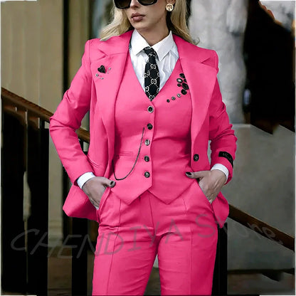 Modish Notched Lapel Women Suit Slim Fitted Solid Costume Custom Made Professional Single Breasted Lady Sets Full Outfits