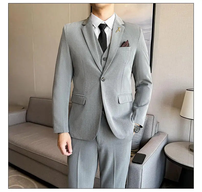 Men's 3-Piece Suit – Blazer, Vest & Trousers | Smart Casual Business & Wedding Suit