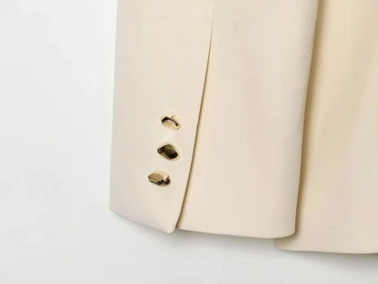 Women Asymmetric Buckle Blazer Elegant Wrap Suit Jacket Slim Waist Tailored Office Lady Workwear Fashion Blazer Coat