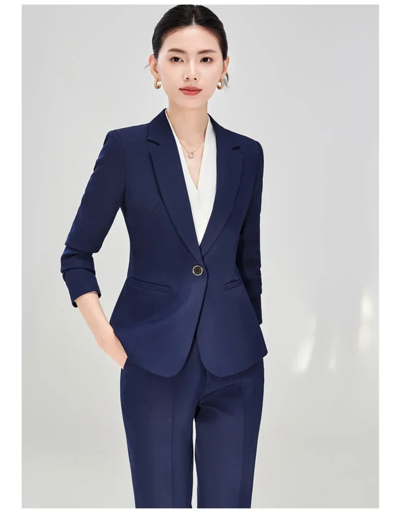 2025 new autumn and winter womens professional business formal fit two-piece suit jacket + pants. Elegant and stylish