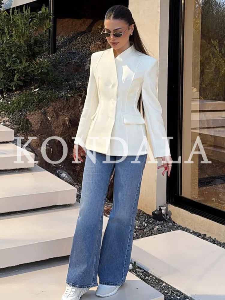 Elegant Blazer Women's Commute Blazer Coat 2026 Spring Fall Minimalist Office Lady Party Basic Dinner Slim-Waist Blazer