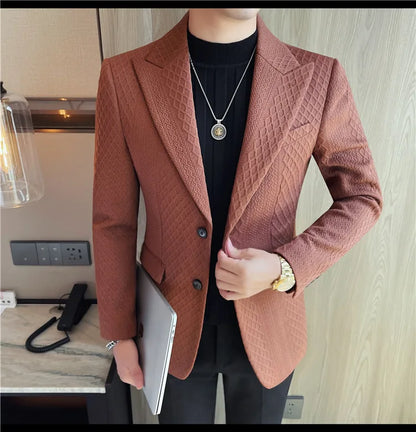 Autumn Winter Single Breasted Wedding Suit Jacket for Men Business Casual Slim Fit Blazers Banquet Party Social Suit Jackets