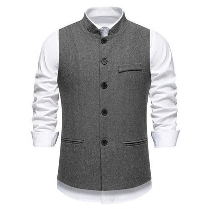 Men's Vest – Herringbone Single-Breasted Waistcoat for Weddings & Business