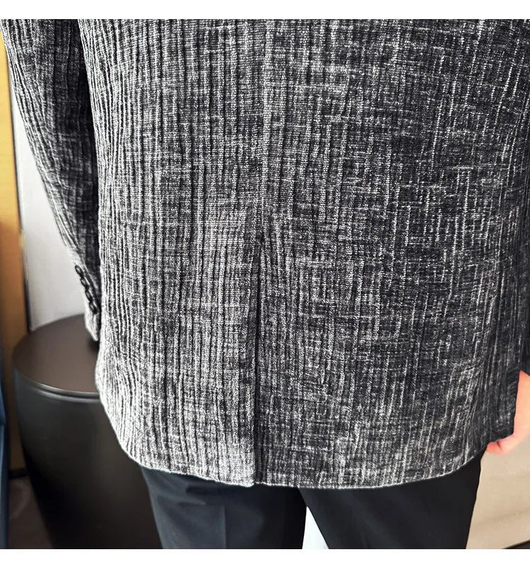 2025 Winter Chenier Thick Suit Jacket for Men Korean Slim Fit Casual Business Men Blazers Wedding Groom Office Social Dress Coat