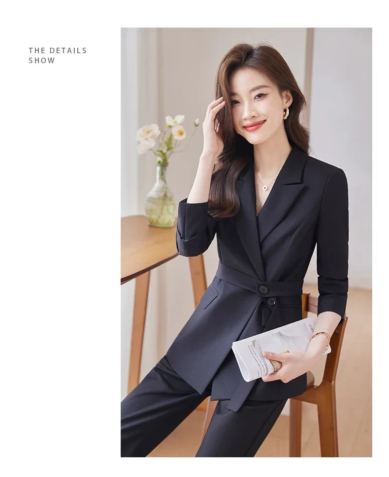 Professional Long-Sleeved Trouser Suits for Women, Fashionable Trousers, High Quality, Show, Elegant, New, Autumn and Winter