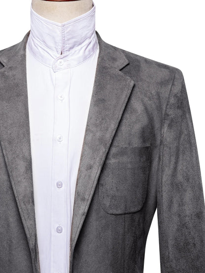 Vintage Mens Suede Blazer Jacket Casual Business Single Breasted Suit Coat Long Sleeve Patch Pocket Blazer for Office Streetwear