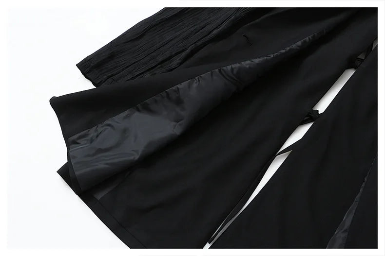 Women Chic Blazer Pleated Long Sleeves Single Breasted Notched Collar Back Lace-up Elegant Ins Coat New Spring 2026 HK19456