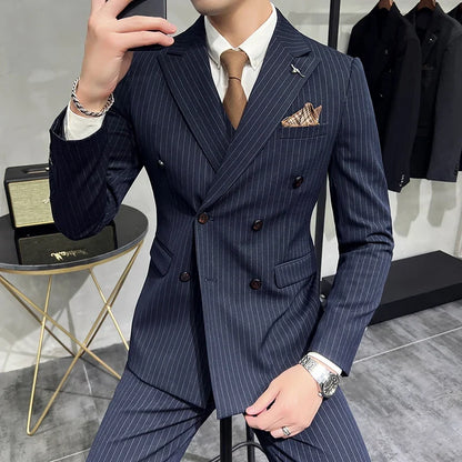 Men's Slim Fit Wedding Suit Set – Blazer, Vest & Pants for Groom & Business Formal