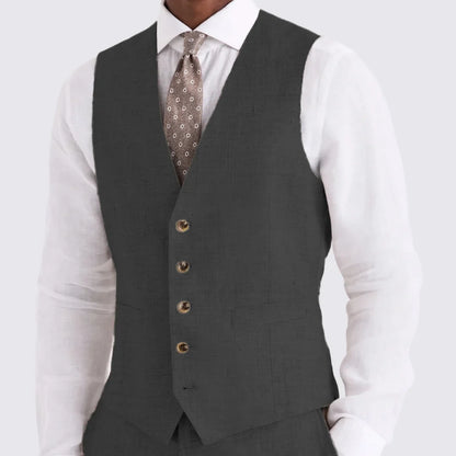 Men's Suit Vest Single Breasted V-Neck Waistcoat for Business Banquet and Casual Wear