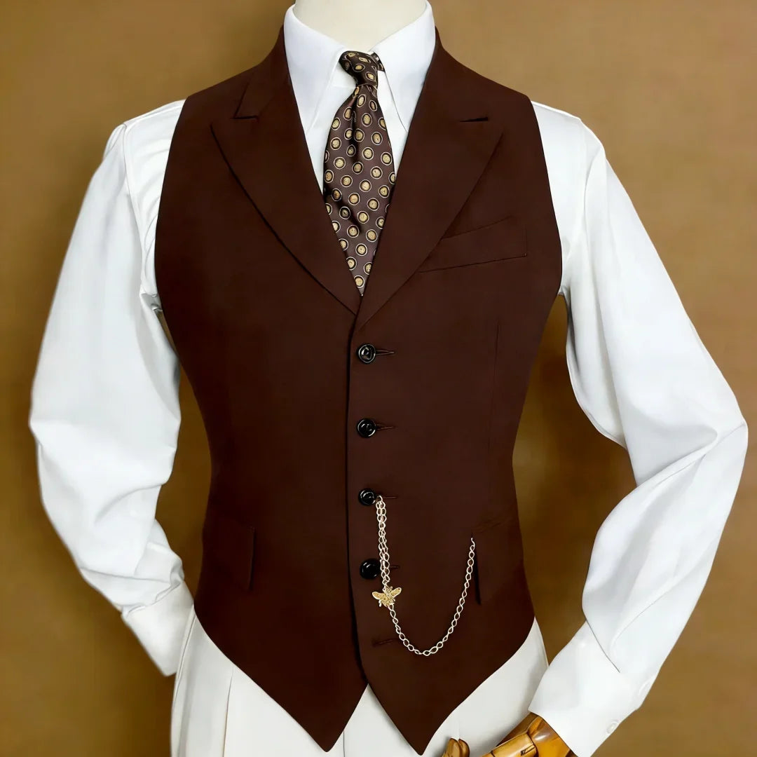 Men's Vest with Lapel Single Breasted Solid Waistcoat for Wedding & Formal Occasions