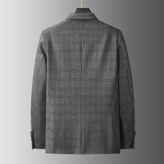 Men's Plus Size Smart Casual Blazer – Grey Single Breasted Suit Jacket for Business & Everyday Wear