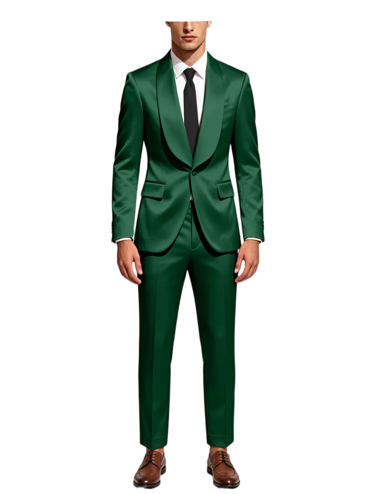 Men's Satin Suit 2-Piece Slim Fit Shawl Lapel Tuxedo for Wedding & Formal Events