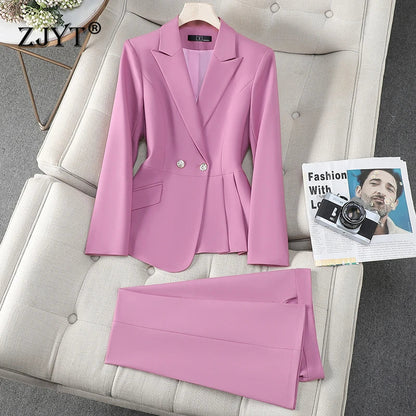 Elegant Commuter Blazer Pants Set for Woman 2 Pieces Matching Sets Autumn 2026 Office Lady Work Jacket and Trousers Suit