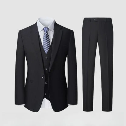 Men's Smart Casual Suit Set – Pure Color Single Breasted Business Formal Wedding Dress Suit for Men