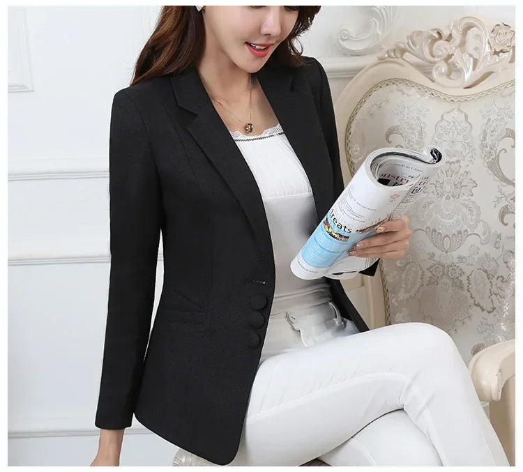 Fashion Women Blazers Jackets Work 2025 Office Lady Suit Slim Single Breasted Business Female Blazer Coats Formal Veste Femme