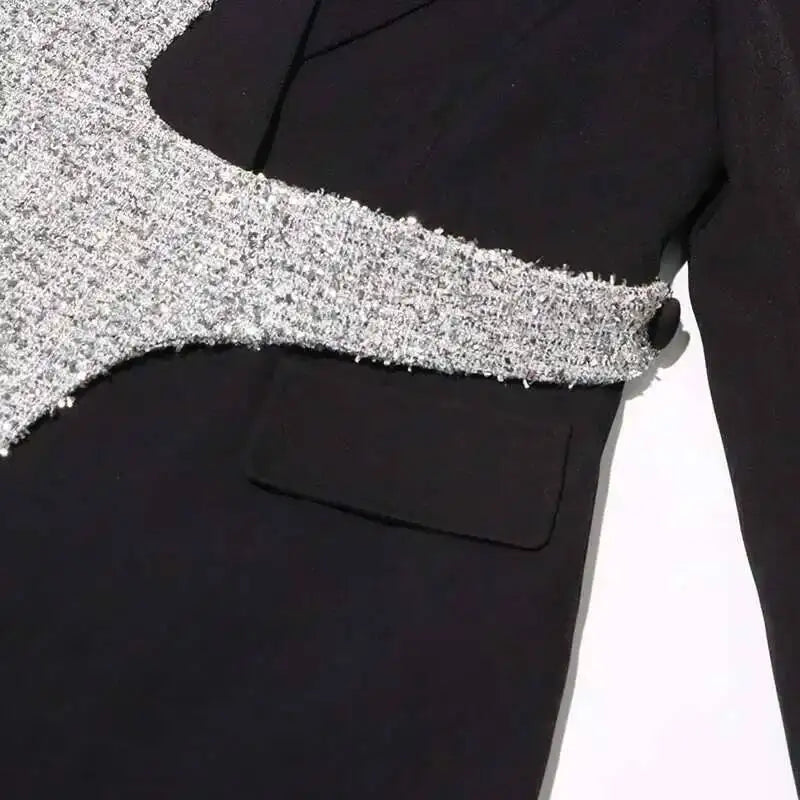 2026 Spring Autumn New Women Blazer Color Block Patchwork Asymmetrical Temperament Office Lady High-end Trend Jacket HK3107
