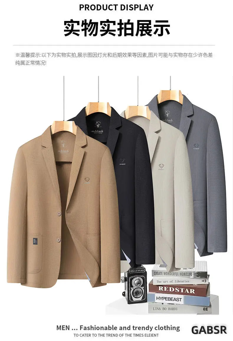 2026 New men fashion Sun Protection Clothing Trend Summer Men's Skin Clothing Solid Color blazer thin coat for male M-4XL